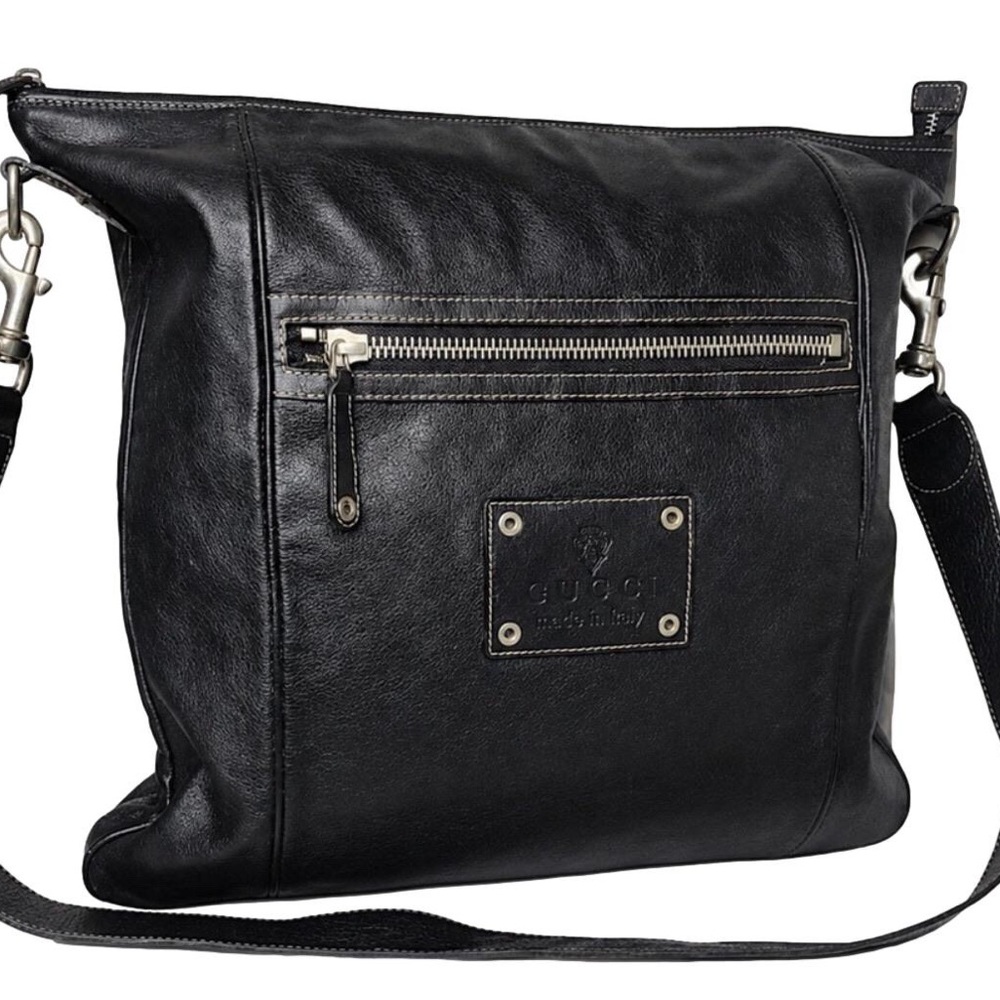 GUCCI Hysteria Black Leather Oversized Gucci Supreme Messenger Bag - Picture 7 of 17